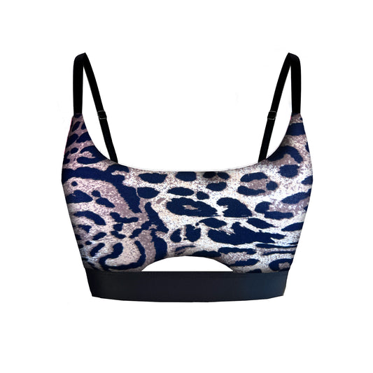 Adjustable Pole Dance Sports Bra Leopard Print Luna