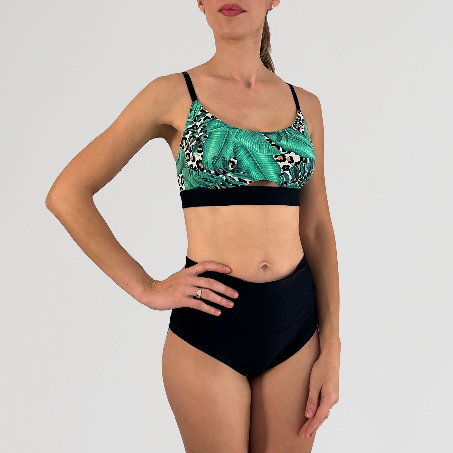 Verstellbarer Pole Dance Sport-BH Luna Leopard Leaf