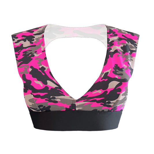 Pole Dance Sports Bra Mariele Pink Camouflage