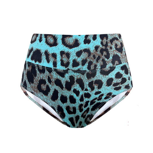 High Waisted Pole Dance Shorts Blue Leopard Print Hot Pants Camila