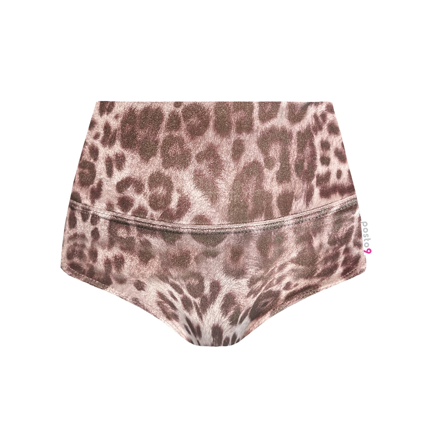 High Waisted Pole Dance Shorts Camila Leopard Velvet Rose Gold