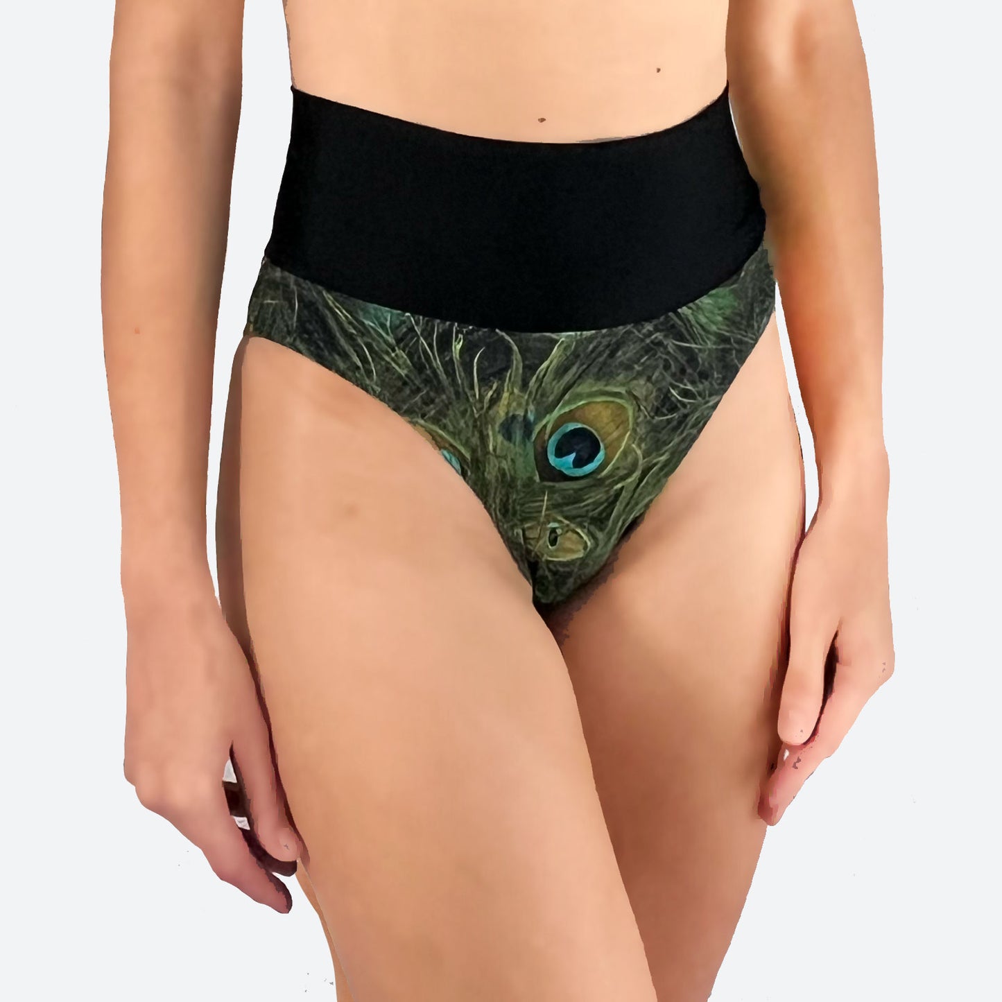 Hoch taillierte Pole Shorts mit Pfauen-Animal-Print Hot Pants Cara Green 