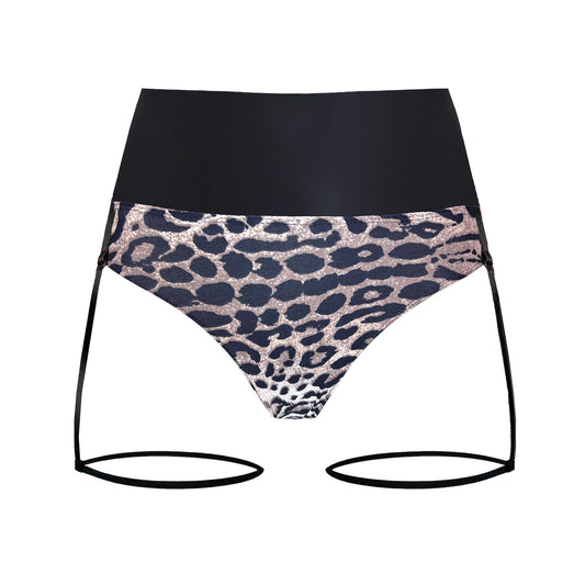 High Waisted Leopard Print Pole Dance Shorts With Garters Carina