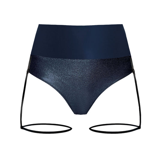 Pole Dance Shorts mit hoher Taille und Strumpfhaltern Carina Schwarz