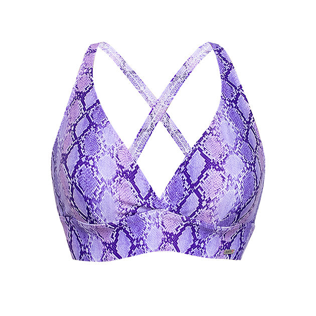 Support Pole Dance Sports Bra Ximena Lilac Purple Snake Print